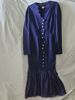 VINTAGE  FAUST PARIS & NEW YORK FITTED LONG SLEEVE DRESS